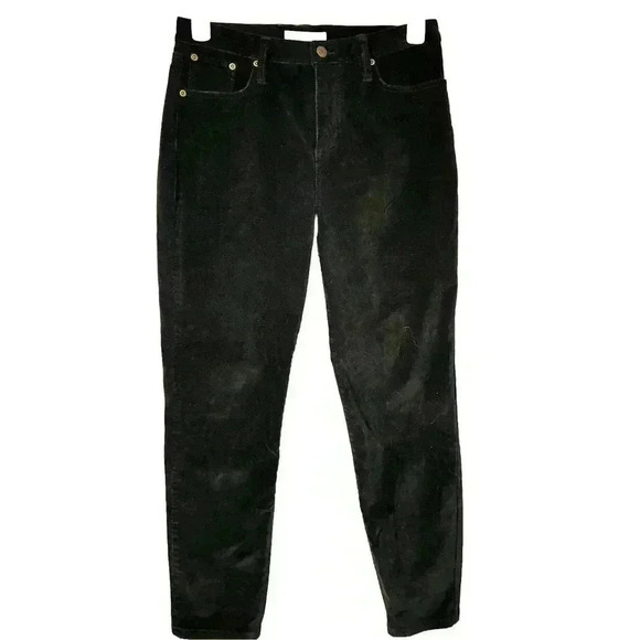 Garnet Hill Black Essential Slim Velvet Pants Size 8 Velour Business Casual - Picture 1 of 7